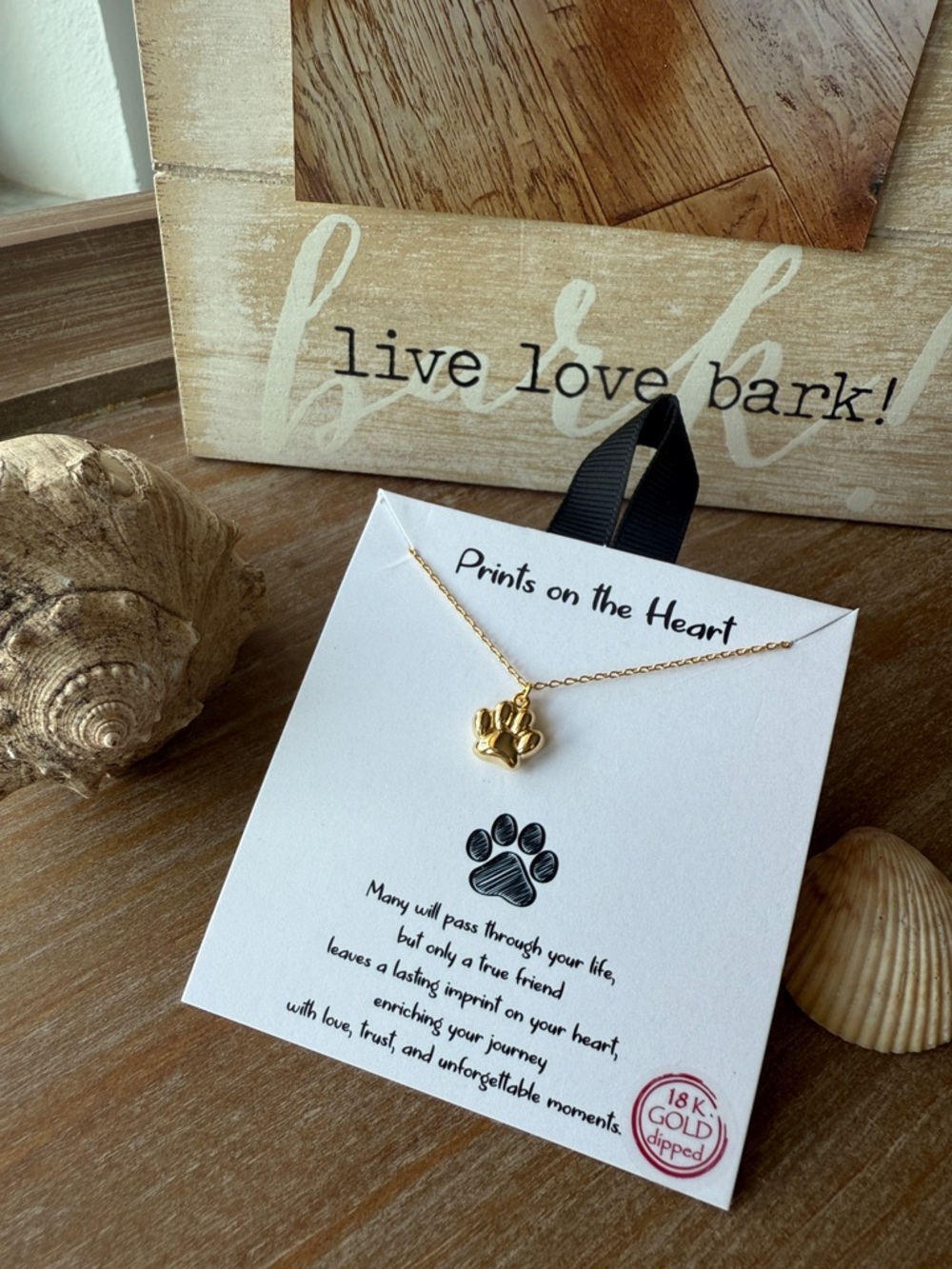 Gold Paw Pendant Necklace - Paw Print Charm - Picture 12 of 12